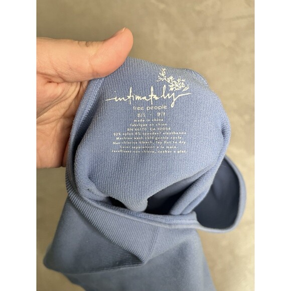 Intimately Free People Blue Ribbed Tank Crop Sleeveless Fitted Racerback XS/S - Picture 5 of 7